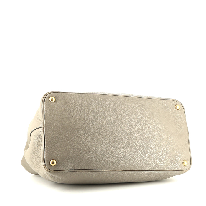 Borsa a tracolla Prada  Twin Zip in pelle grigia - Detail D5