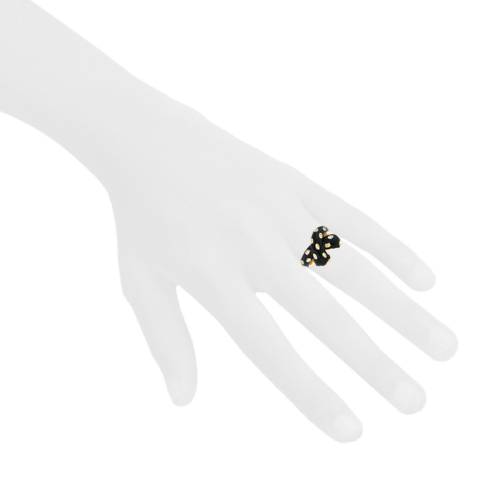 Fred Ombre Féline ring in yellow gold, lacquer and diamonds - Detail D1