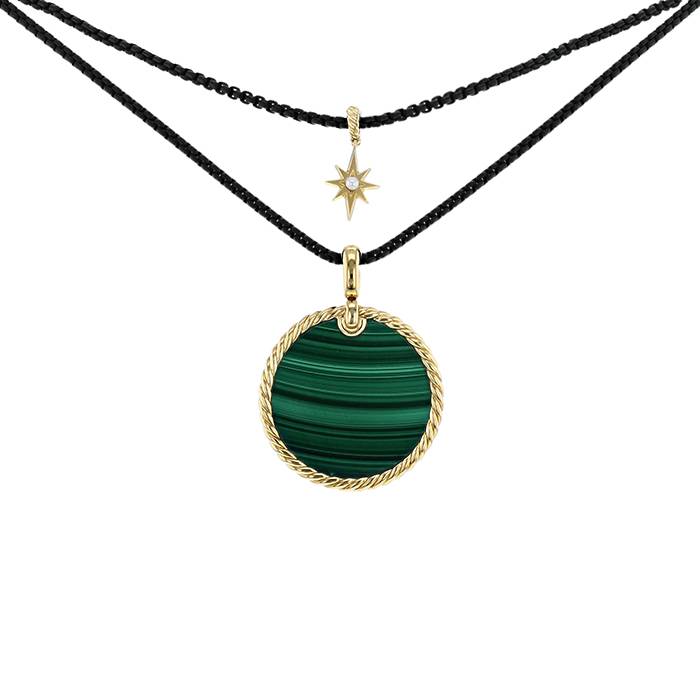 David Yurman necklace in yellow gold,  malachite and pearl - 00pp