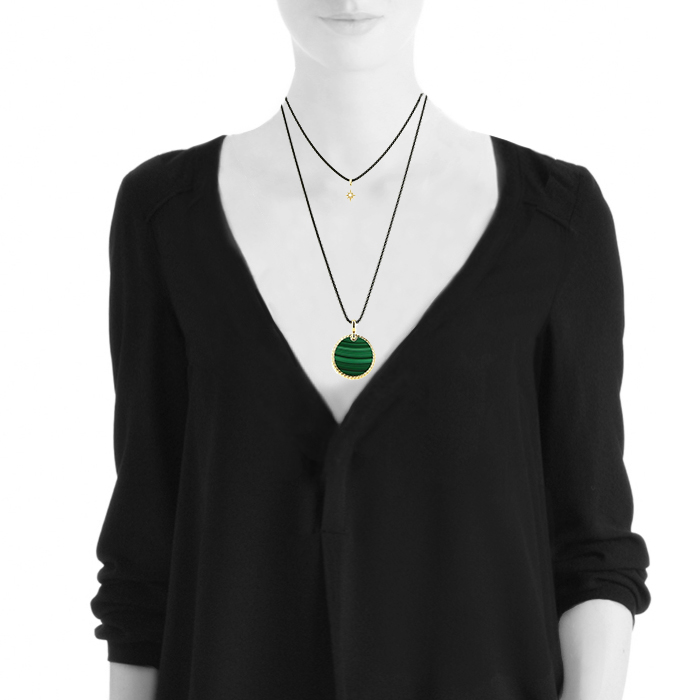 Collier David Yurman en or jaune, malachite et perle - Detail D1