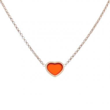 Chopard My Happy Heart necklace in pink gold and cornelian