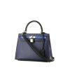 Bolso de mano Hermès  Kelly 25 cm en cuero epsom tricolor azul oscuro Bleu Atoll y negro - 00pp thumbnail