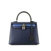 Bolso de mano Hermès  Kelly 25 cm en cuero epsom tricolor azul oscuro Bleu Atoll y negro - 360 thumbnail