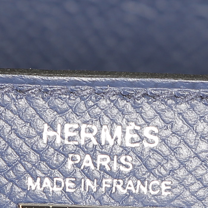 Hermès  Kelly 25 cm handbag  in dark blue, Bleu Atoll and black tricolor  epsom leather - Detail D4