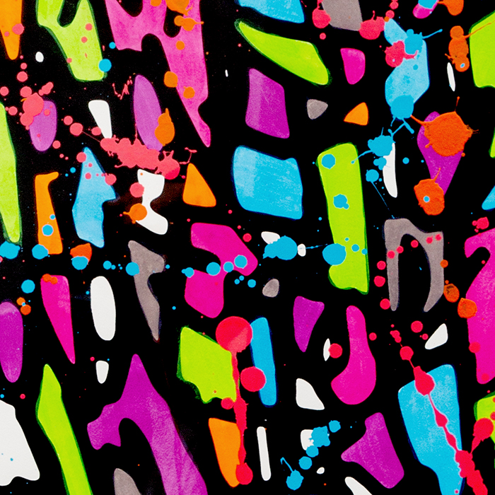 JonOne, "HPM 2018-2", large silkscreen, watercolor and acrylic on paper, signed, dated, numbered and framed, of 2018 - Detail D1