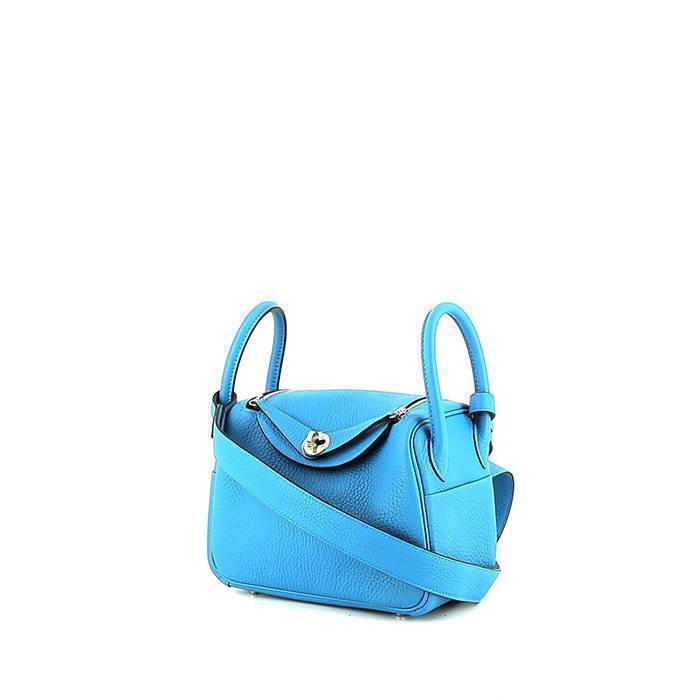 Hermès  Lindy mini  shoulder bag  in blue togo leather - 00pp