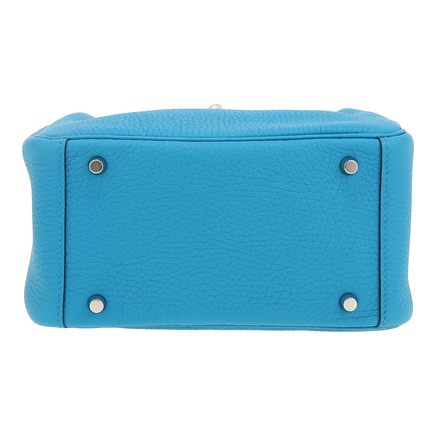 Borsa a tracolla Hermès  Lindy mini  in pelle togo blu - Detail D1