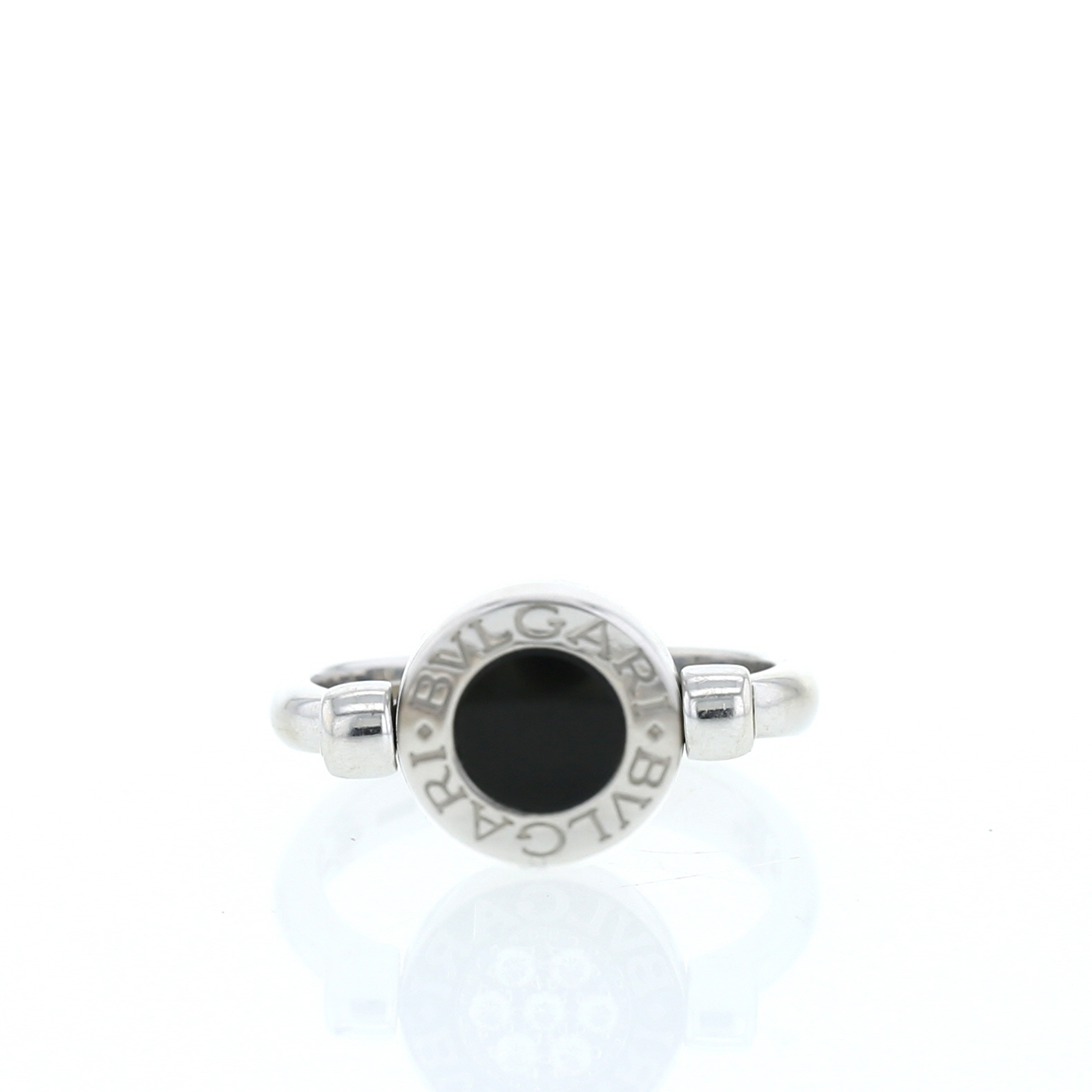 Mobile Bulgari  ring in white gold, diamonds and onyx - Detail D2