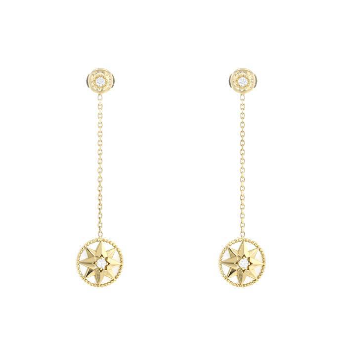 Pendientes Dior Rose des vents de oro amarillo, nácar y diamante - 00pp