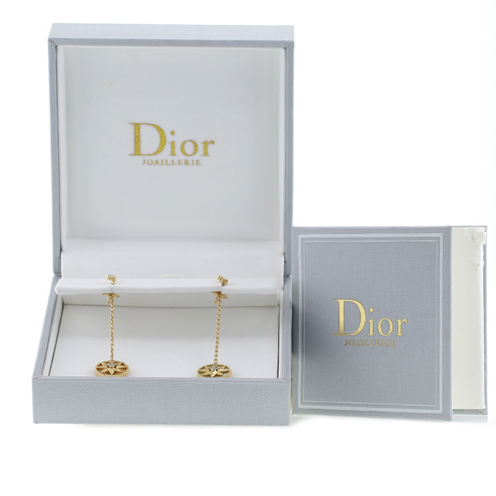 Pendientes Dior Rose des vents de oro amarillo, nácar y diamante - Detail D2