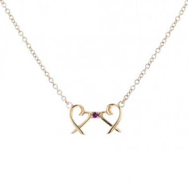 Collier Tiffany & Co  en or rose et saphir de couleur