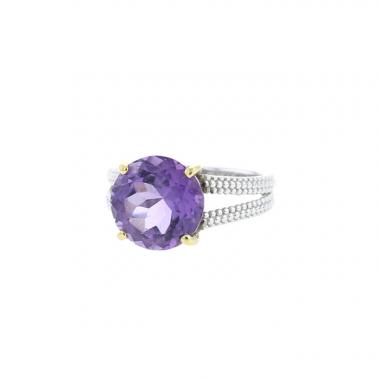 Mauboussin Chanson d'Amour ring in silver, yellow gold and amethyst