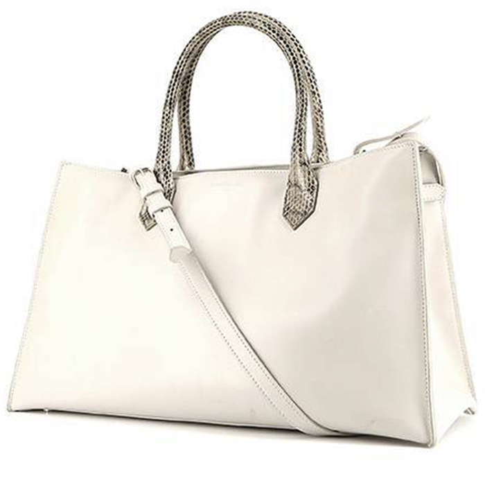 Balenciaga   shopping bag  in white leather  and grey lizzard - 00pp