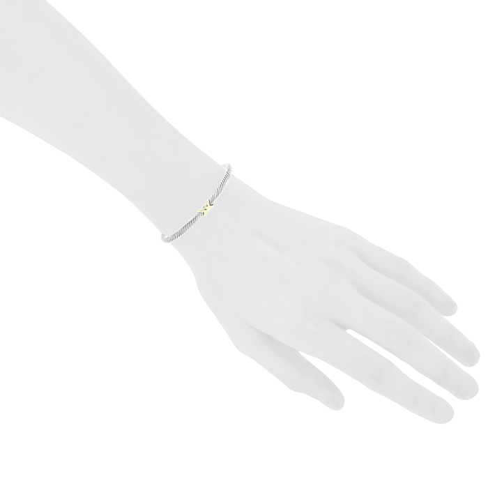 David Yurman Station bangle in yellow gold and silver - Detail D1