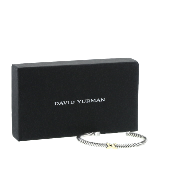 David Yurman Station bangle in yellow gold and silver - Detail D2