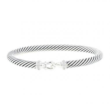Brazalete David Yurman Cable Classique de plata y diamantes