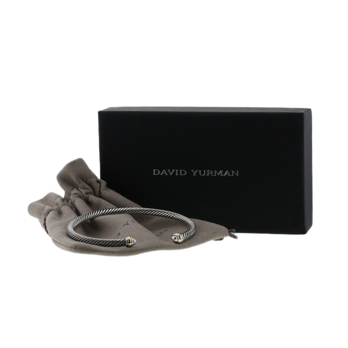 Brazalete David Yurman Cable Classique de plata y oro amarillo - Detail D2