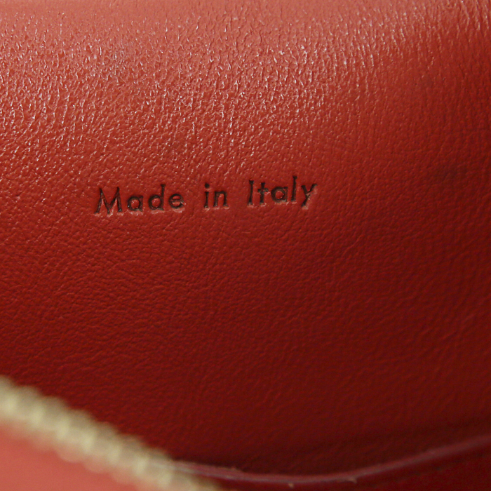 Celine  Belt mini  handbag  in beige and black leather  and red grained leather - Detail D4