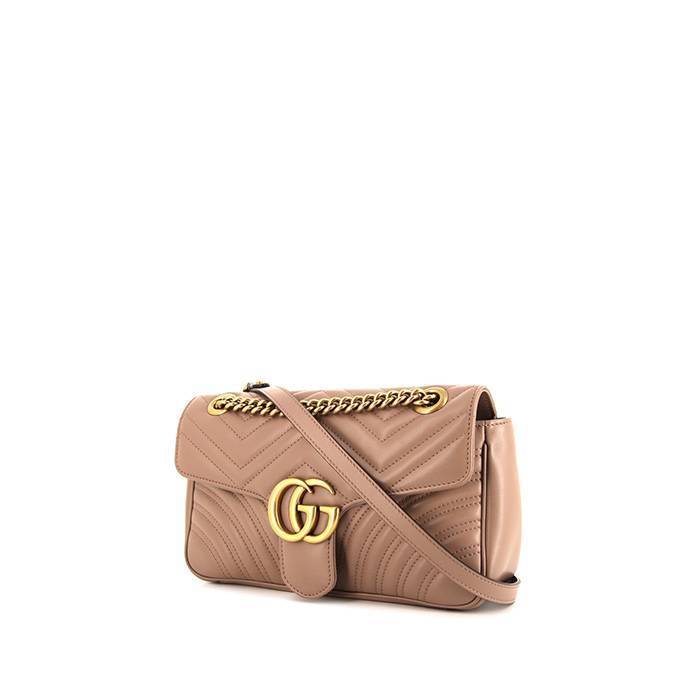 Borsa a tracolla Gucci GG Marmont modello piccolo in pelle trapuntata beige con decori geometrici - 00pp