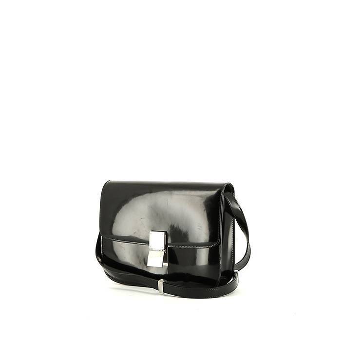 Celine  Classic Box medium model  shoulder bag  in black patent leather - 00pp
