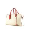Hermès  Victoria - Travel Bag travel bag  in red leather  and beige canvas - 00pp thumbnail