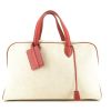 Bolsa de viaje Hermès  Victoria - Travel Bag en cuero rojo y lona beige - 360 thumbnail