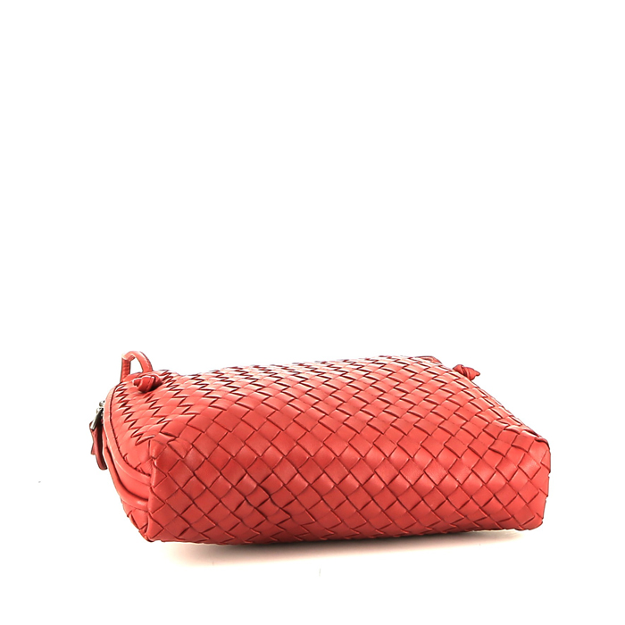 Sac bandoulière Bottega Veneta  Nodini en cuir intrecciato rouge - Detail D4