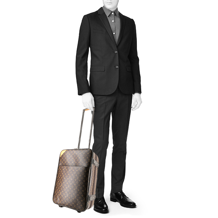 Louis Vuitton  Pegase soft suitcase  in brown monogram canvas  and natural leather - Detail D1