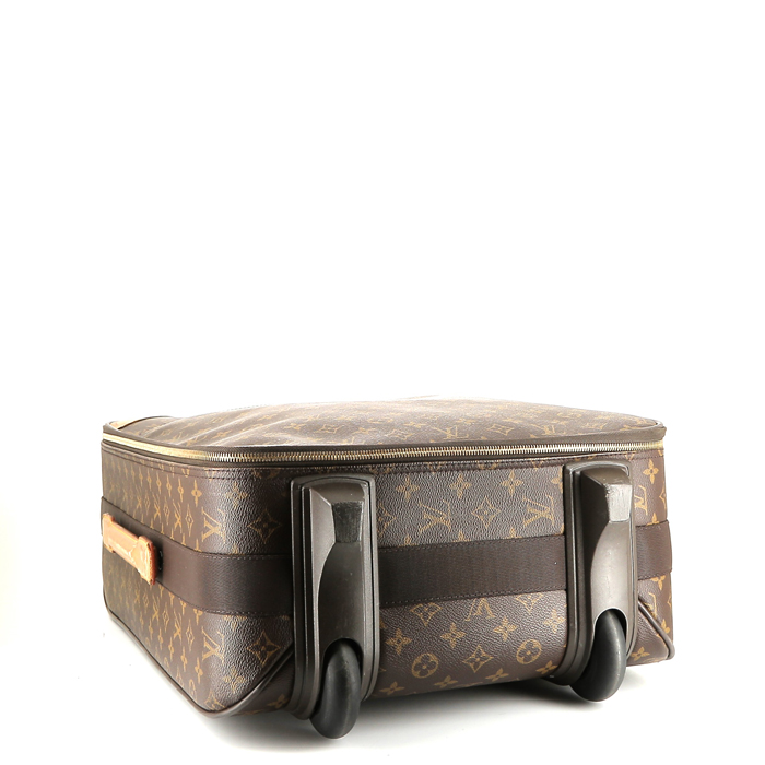 Maleta flexible Louis Vuitton  Pegase en lona Monogram marrón y cuero natural - Detail D4