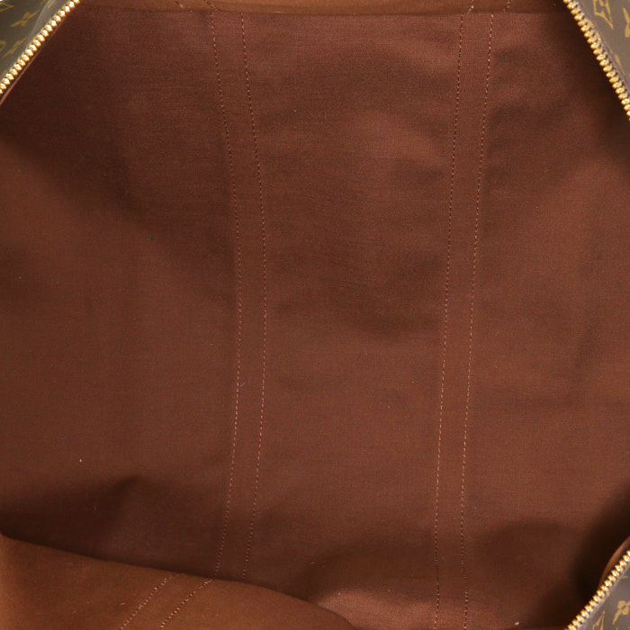 Louis Vuitton  Keepall 60 travel bag  in brown monogram canvas  and natural leather - Detail D2