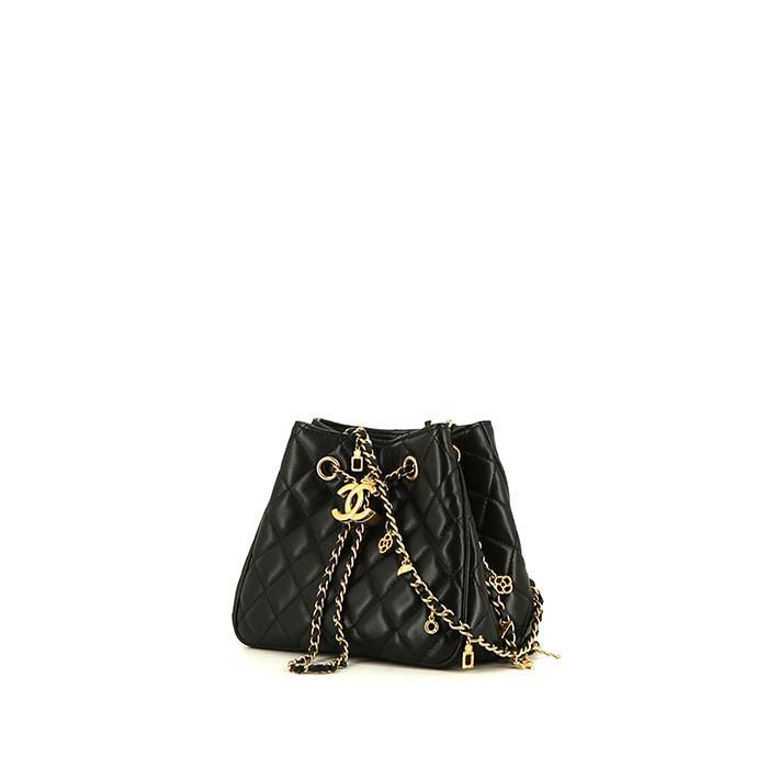 Chanel  Petit Shopping shoulder bag  in black quilted leather - 00pp