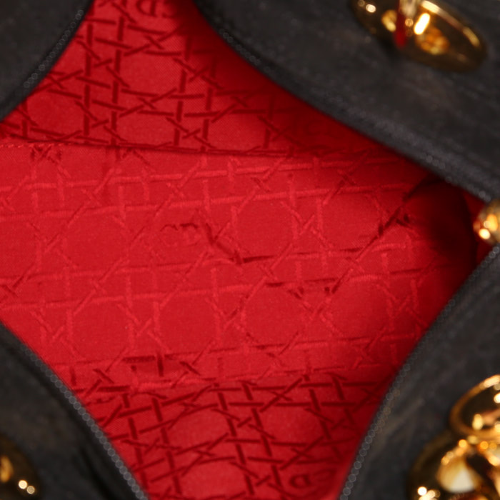 Borsa Dior  Lady Dior modello medio  in tela cannage nera - Detail D2