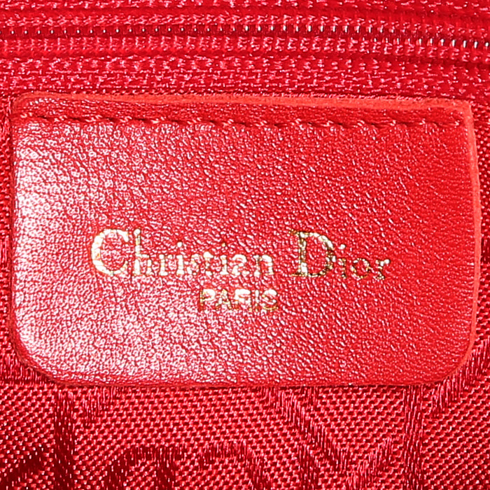 Dior  Lady Dior medium model  handbag  in black canvas cannage - Detail D3