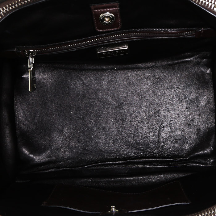 Sac bandoulière Prada  Twin Zip en cuir marron - Detail D3