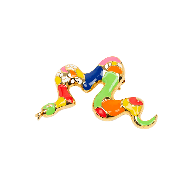 Niki de Saint Phalle, Pendant-pin "Serpent", gilt-metal and polychrome enamel, edition NCAF, signed, from the 1990's - Detail D3