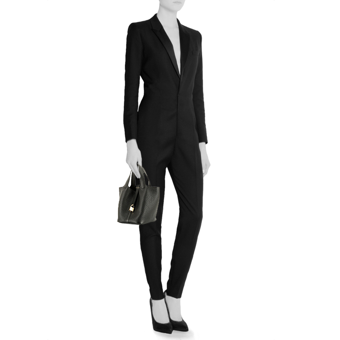 Hermès  Picotin small  handbag  in black togo leather - Detail D1
