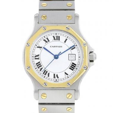 Montre Cartier Santos Octogonale en or et acier Ref: Cartier - 2966  Vers 1990