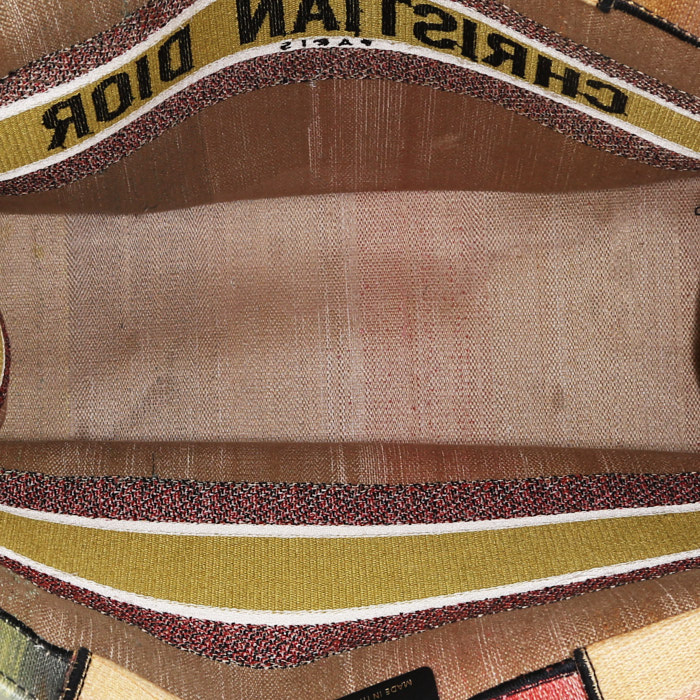 Shopping bag Dior  Book Tote in tela sfumato gialla rossa e blu - Detail D2