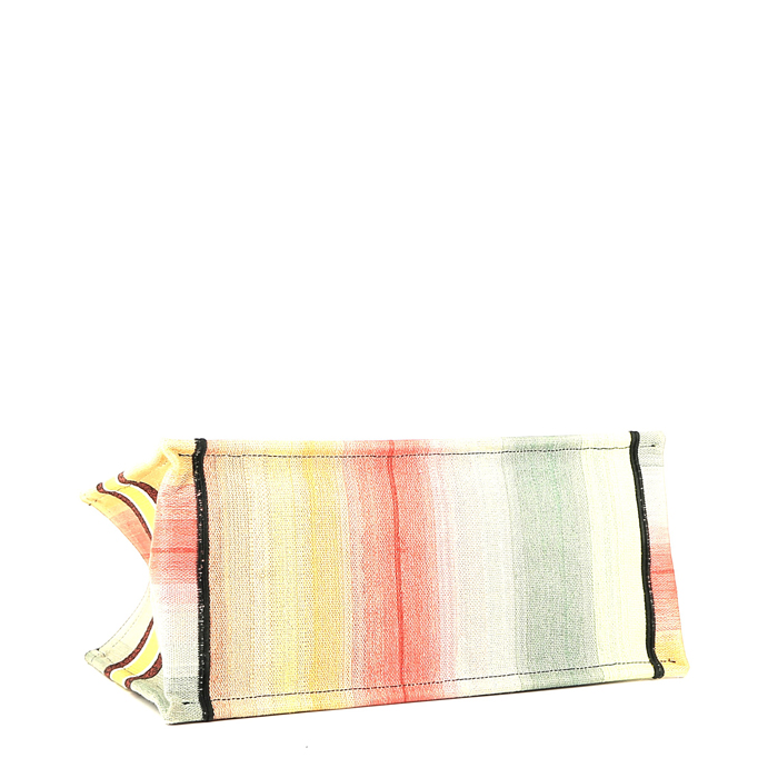 Dior  Book Tote shopping bag  in yellow, red and blue shading  canvas - Detail D4