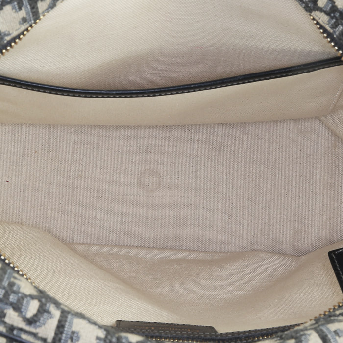 Sac à main Dior   en toile monogram Oblique bleue et cuir bleu - Detail D2