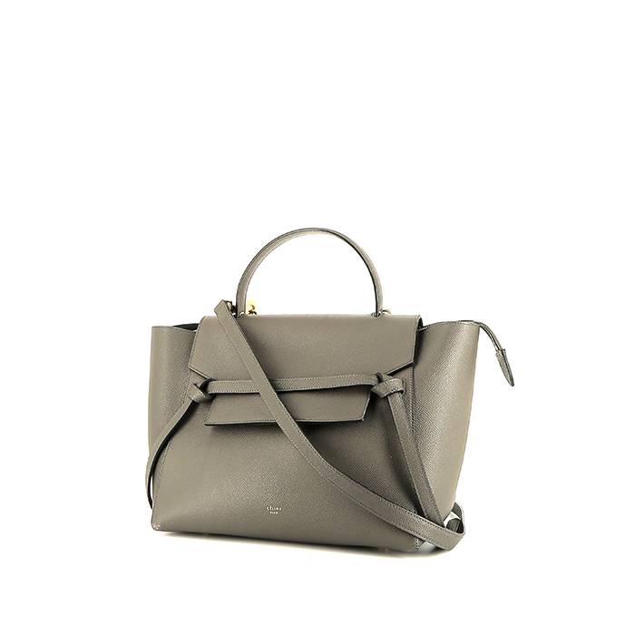 Belt Large Model Handbag In Grey Leather