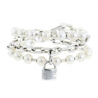 Tiffany & Co City HardWear bracelet in silver and cultured pearls