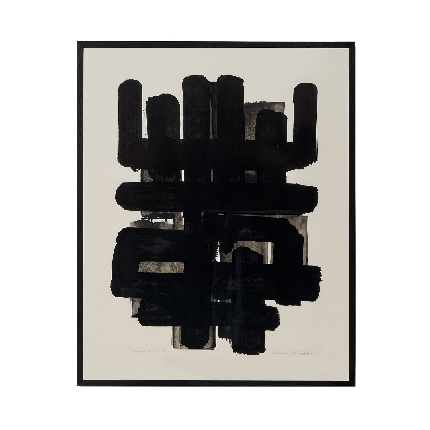 Pierre Soulages, "Lithographie n°3", lithograph in colors on paper, artist proof, signed, dedicated and framed, of 1957 - 00pp