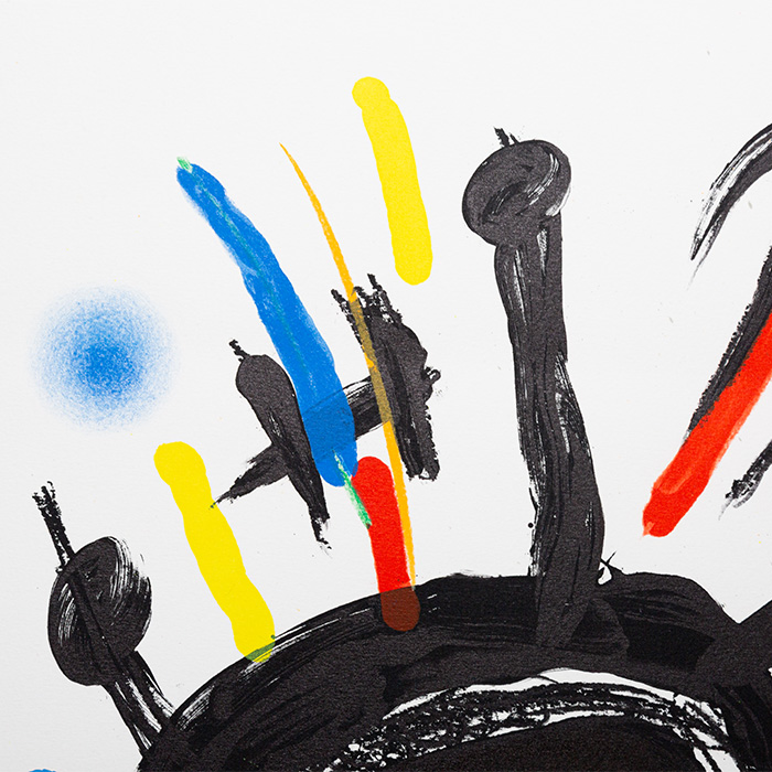 Joan Miró, "Lanceur de couteaux", lithographie en couleurs sur papier, signée et numérotée, de 1981 - Detail D1
