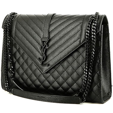 Bolso de mano Saint Laurent  Enveloppe modelo grande  en cuero granulado acolchado negro