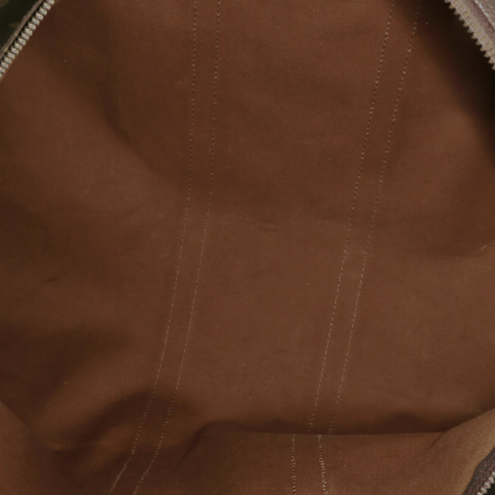 Bolsa de viaje Louis Vuitton  Keepall 55 en lona Monogram marrón y cuero natural - Detail D2