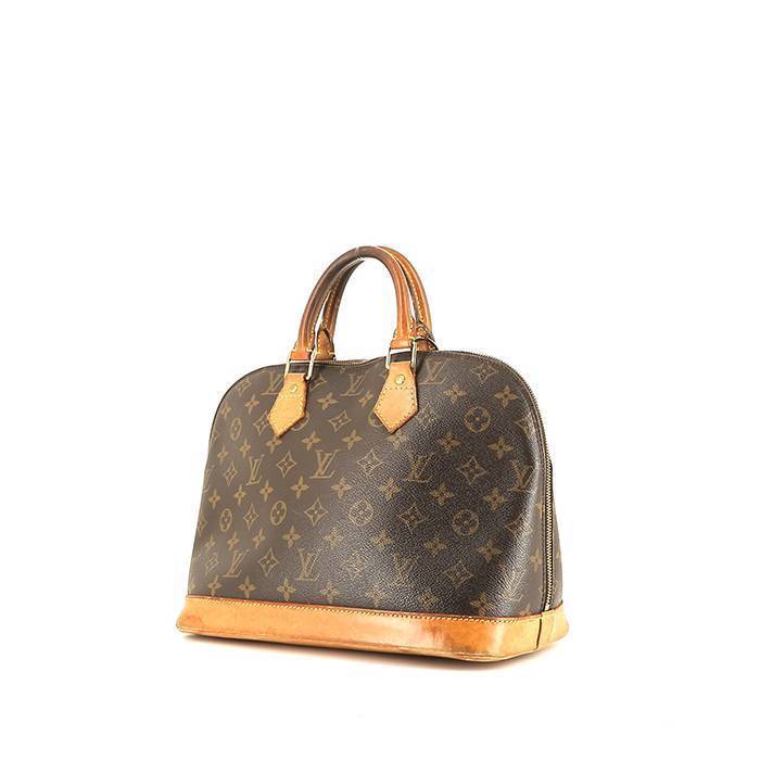 Louis Vuitton  Alma medium model  handbag  in brown monogram canvas  and natural leather - 00pp