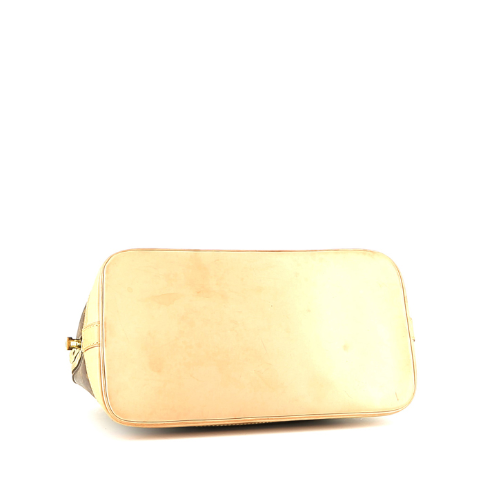 Borsa Louis Vuitton  Alma in tela monogram marrone e pelle naturale - Detail D4