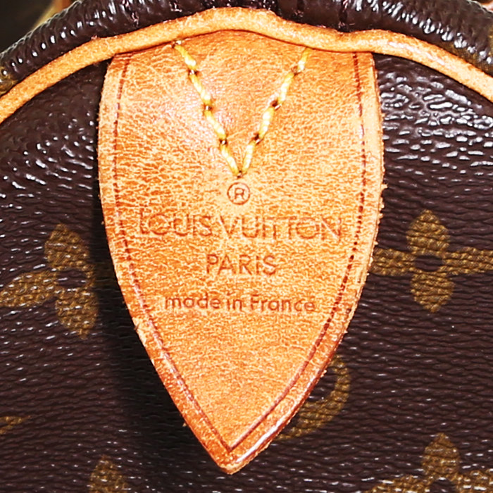 Sac à main Louis Vuitton  Speedy 35 en toile monogram et cuir naturel - Detail D3