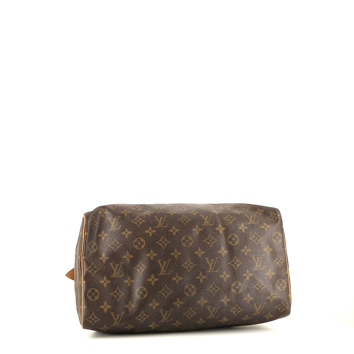 Bolso de mano Louis Vuitton  Speedy 35 en lona Monogram y cuero natural - Detail D4